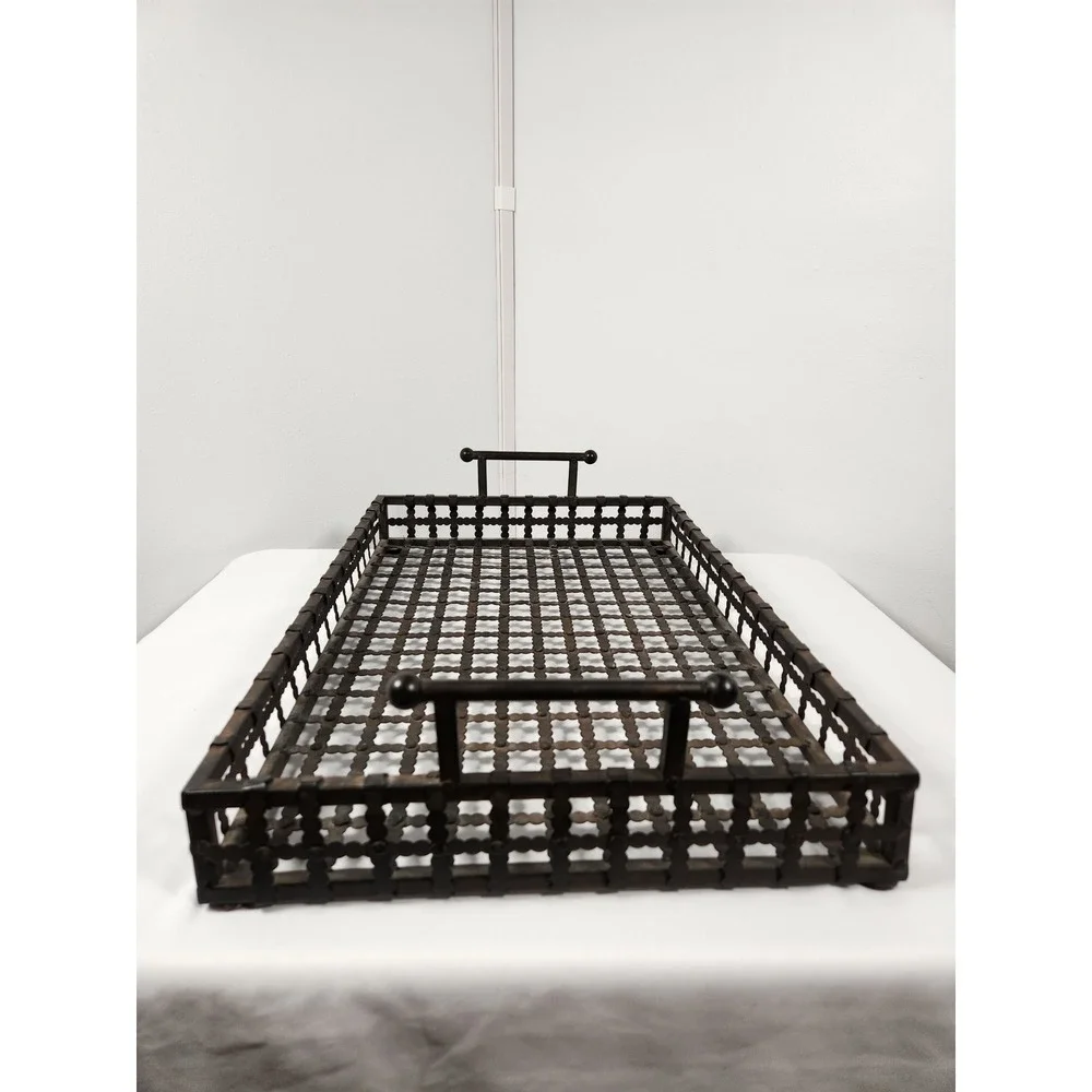 Handcrafted Industrial Bronzed Iron Riveted Castlecore Tray w/Handles 22